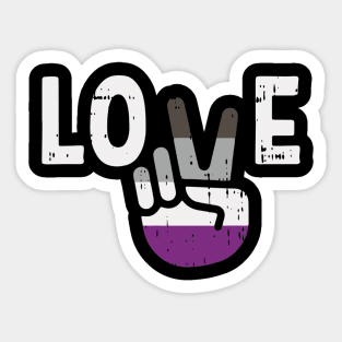 Love Peace Sign Funny Hand Lgbt Asexual Flag Colors Sticker